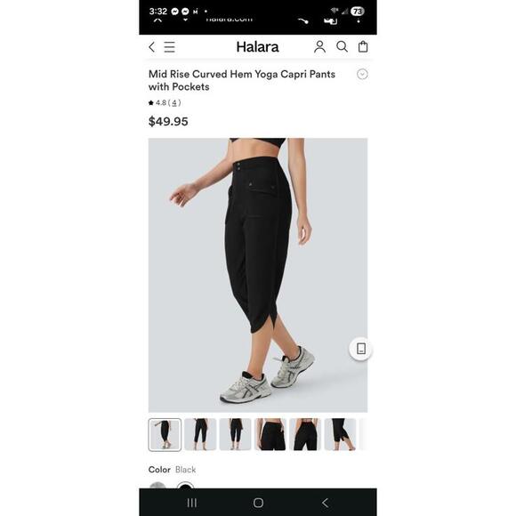 Halara Mid Rise Curved Hem Yoga Capri Pants with Pockets XS NWT $49.95 MSRP - Picture 3 of 9